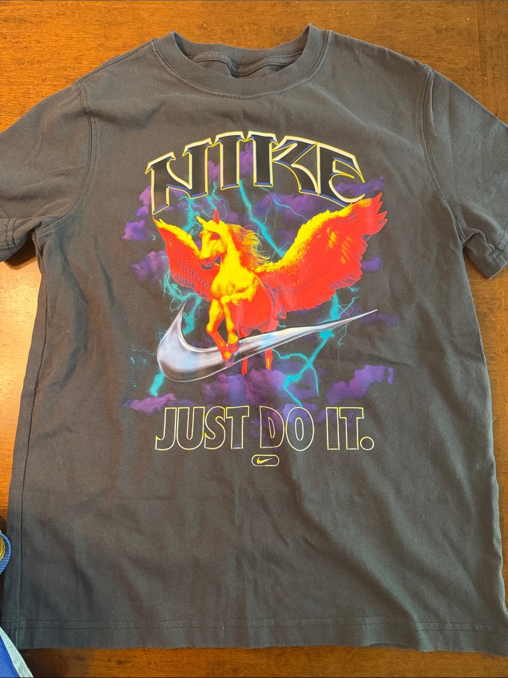 Nike Kids Neon Pegasus Graphic Tee - Charcoal, Neon Orange, Yellow, Purple, Blue